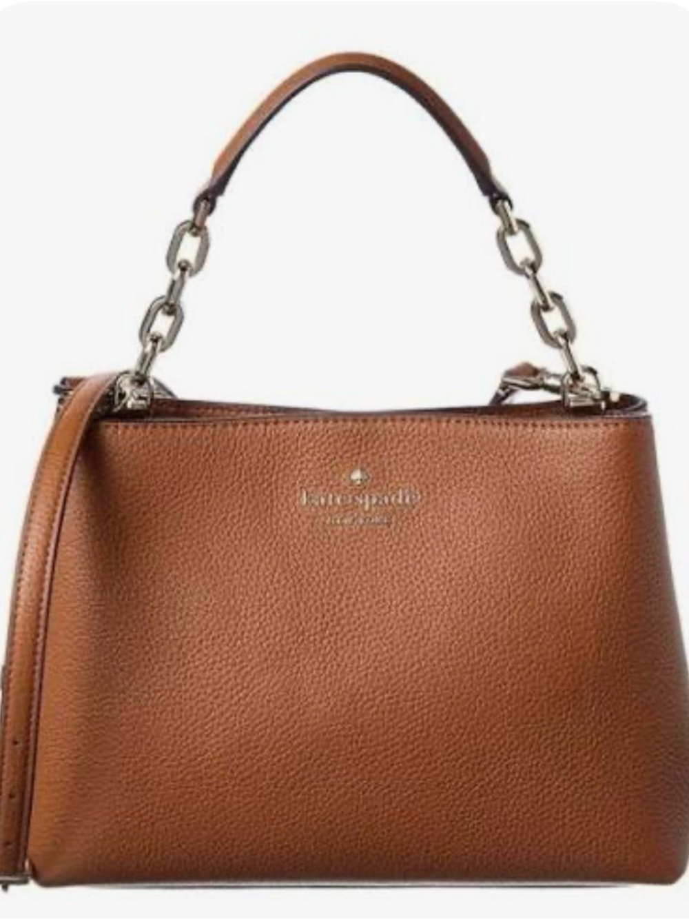 Kate Spade Aubrey Chain Top Handle Satchel Crossbody – Cognac Brown NWT